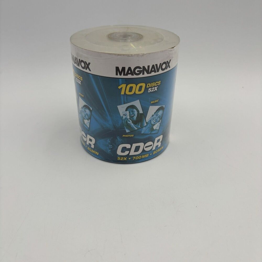 Magnavox CD-R 100 Pack Blank Recordable Discs 52X 700MB 80 Min Factory Sealed